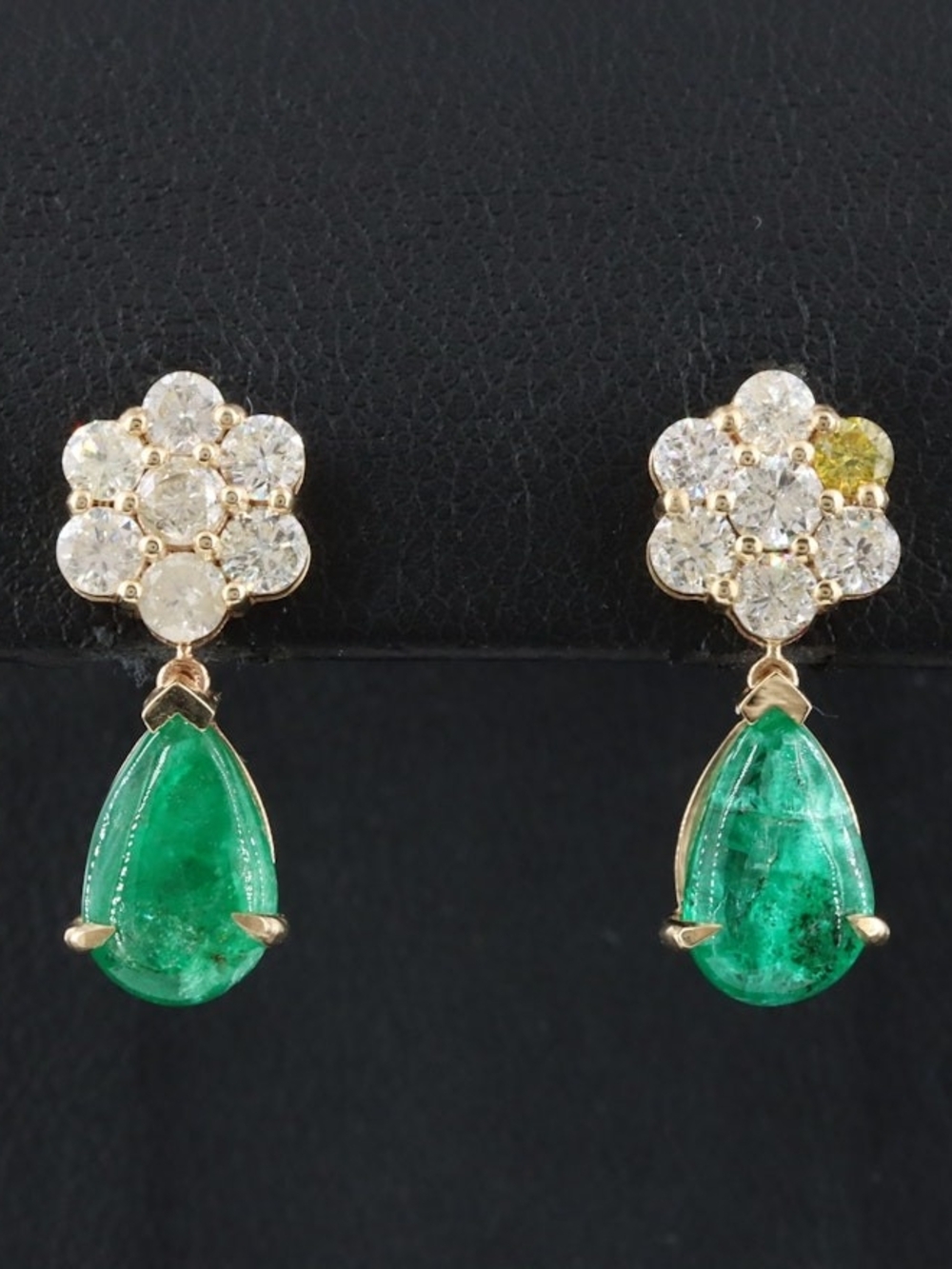 14K 3.82 CTW Emerald and 1.44 CTW Diamond Earrings